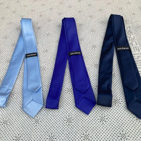 Lot of 3 Skinny Men Ties Neckties Men Fashion Ties Navy, Blue and Sky Blue - Picture 3 of 7